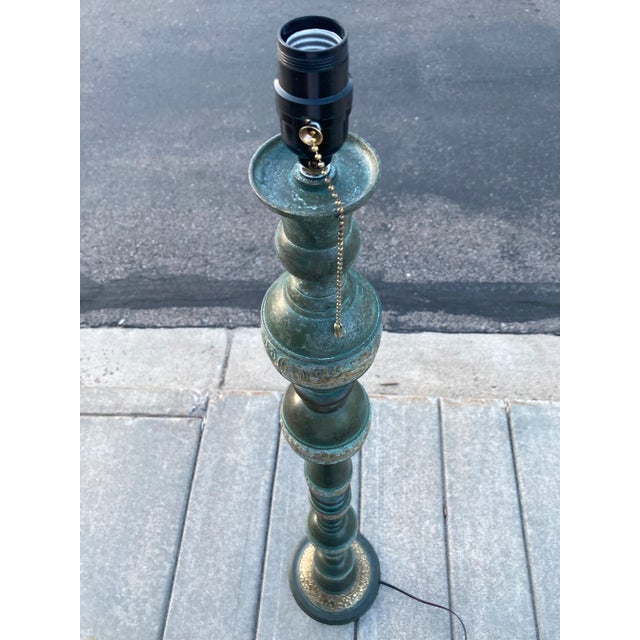 Verdigris Japanese Floor Lamp in Verdigris Bronze For Sale - Image 8 of 13