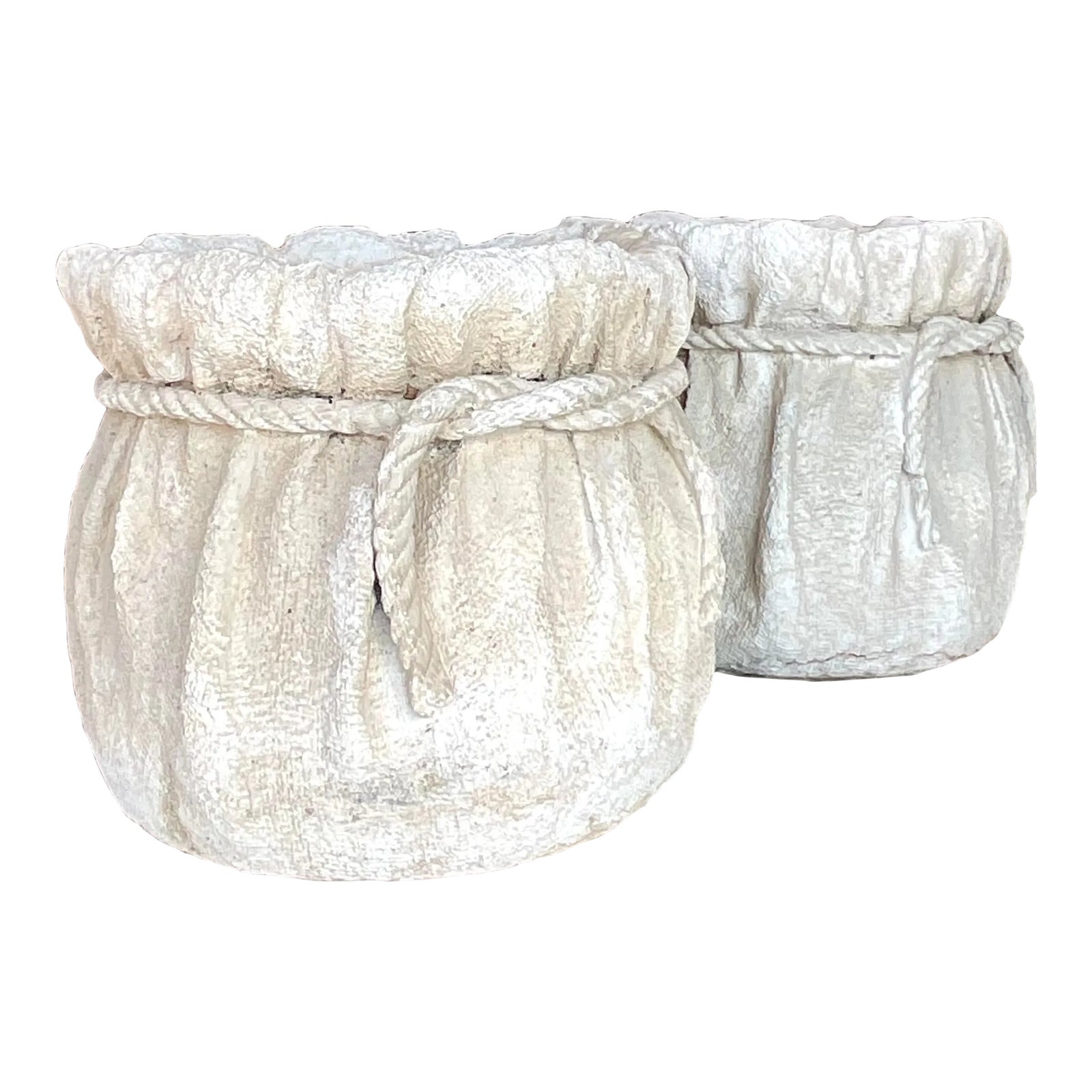 Vintage Boho Painted Terra Cotta Rope Planters - a Pair | Chairish