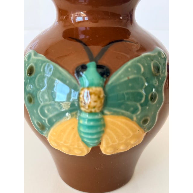 Vintage 1970s Ceramic Butterfly Vase For Sale - Image 4 of 6