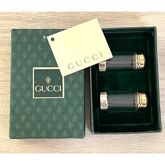 Gucci Gucci Silver and Brass Salt and Pepper Shakers For Sale - Image 4 of 12