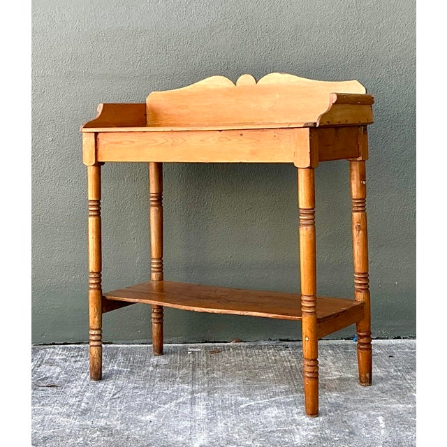 Vintage Turned Wood Pine Sideboard For Sale - Image 4 of 12