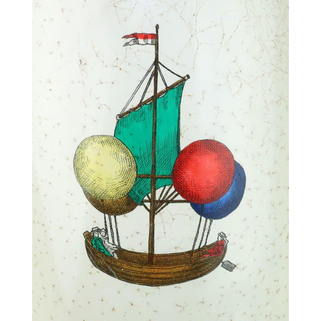 Fornasetti Italian Enameled Metal Hot Air Balloon Umbrella Stand, 1950's For Sale - Image 9 of 17