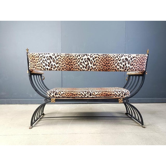 Hollywood Regency Curule Bench in the style of Maison Jansen, 1960s For Sale - Image 3 of 12