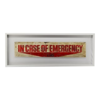Antique Framed 60" Vintage Emergency Sign Hand Painted For Sale