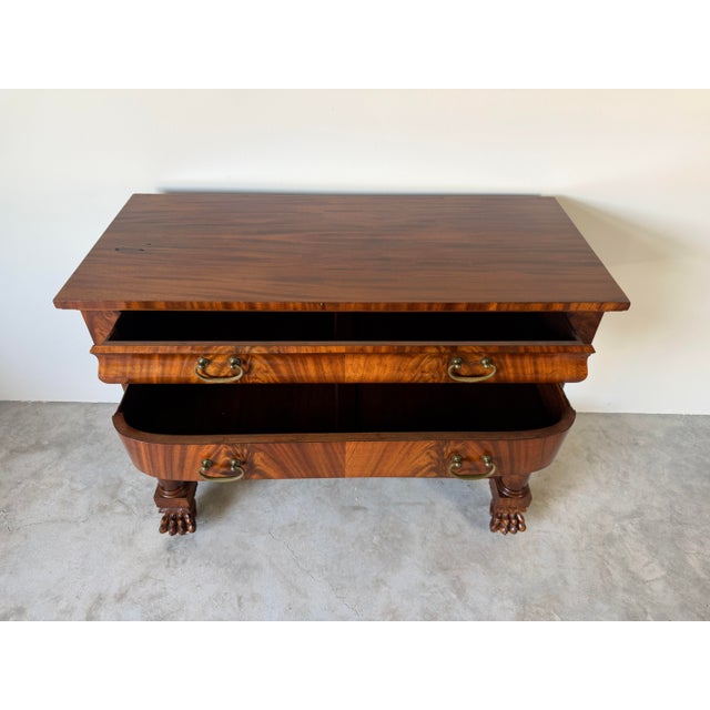 Antique Empire Style Console Table With Carved Paw Feet & Casters For Sale In Miami - Image 6 of 17