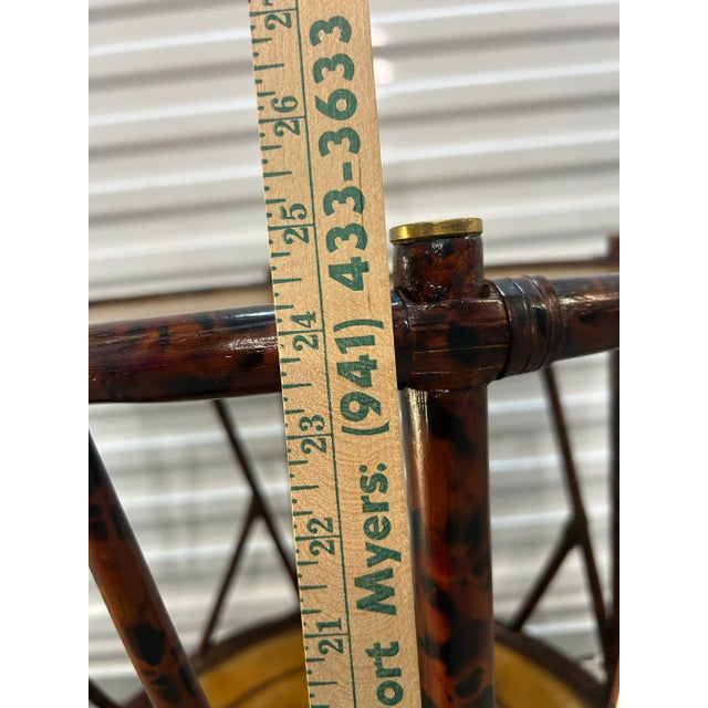 Maitland-Smith Round Two-Tier Faux Tortoiseshell & Leather Side Table For Sale - Image 9 of 12