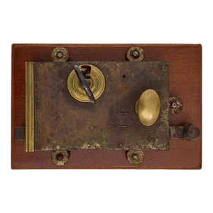 Mounted Antique Mansion Lock and Key