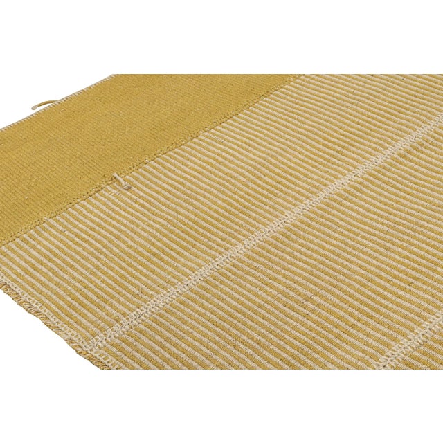 2010s 2010s Rug & Kilim’s Contemporary Kilim Rug in Beige and Mustard Stripes For Sale - Image 5 of 8