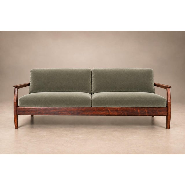 Brazilian Modern Sofa in Rosewood and Celadon Mohair, Attributed to Jean Gillon, Brazil, 1960s - Lot 703 For Sale - Image 12 of 18