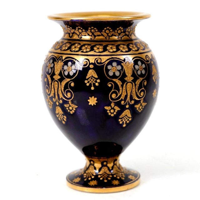 Ceramic Antique Coalport Jewelled Cobalt Blue Porcelain Baluster Vase, 1880 For Sale - Image 7 of 14