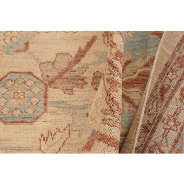 Beige Classic Ziegler Beige Blue Hand-Knotted Wool Rug - 9'1'' X 11'3'' For Sale - Image 8 of 8