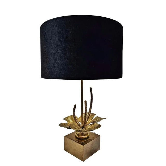 Nenuphar Lilly Table Lamp in Bronze and Brass attributed to Maison Charles, France, 1960s For Sale - Image 11 of 12