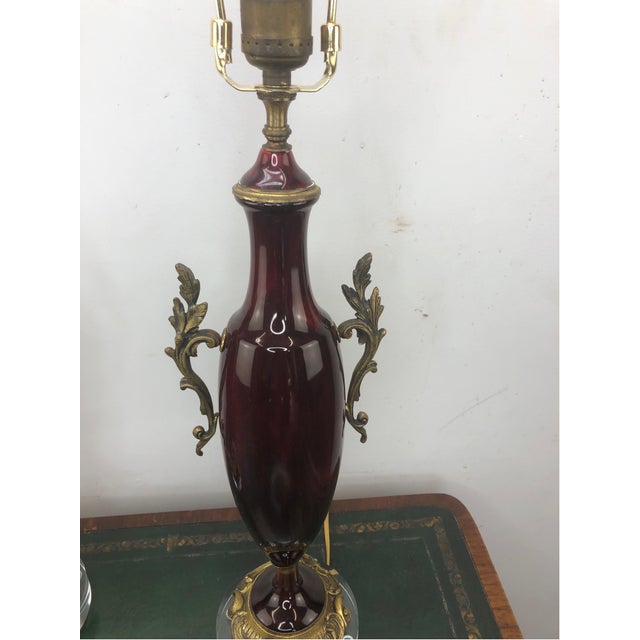 Pair of French Bronze Mounted Oxblood Lamps For Sale In Raleigh - Image 6 of 7