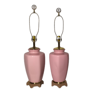 1970s Pale Pink Chinoiserie Ginger Jar Table Lamps, Pair