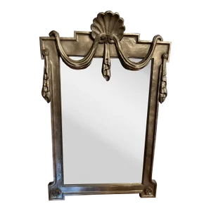 1980s Silver Painted Shell Draped Wall Mirror Style of Dorothy Draper