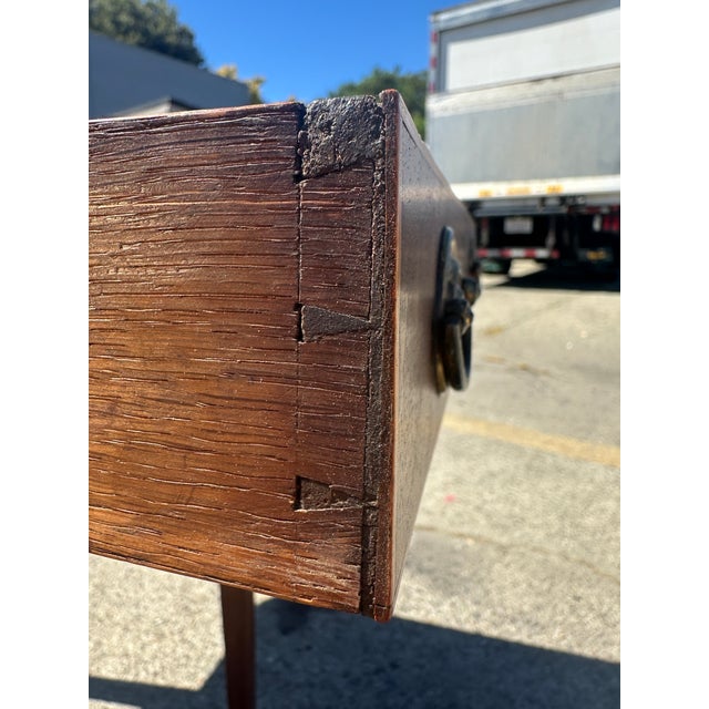 Antique Federal Sheraton Mahogany Drop Leaf Pembroke Table Inlay Brass Casters For Sale - Image 13 of 14