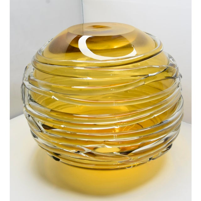 Yellow & Clear Crystal Globe Vase by William Yeoward Chairish