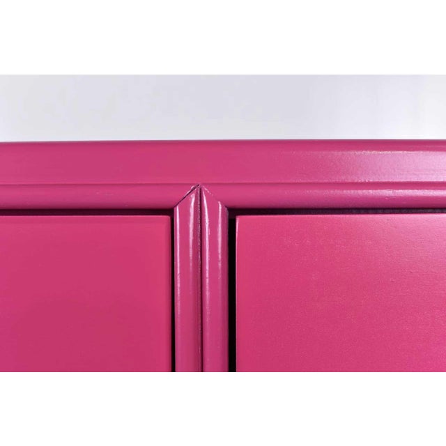 Mid Century Campaign Lowboy Dresser Passage Collection by Drexel in Pink - Newly Painted For Sale - Image 10 of 12