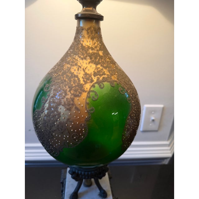 Mid 20th Century Hollywood Regency Hand Blown Glass Lamp With Gold Overlay For Sale - Image 4 of 6