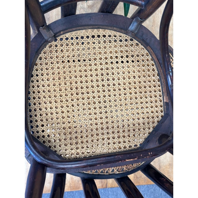 Pair Pre-1920 Thonet Bentwood and Cane Dining Chairs With Loop Shaped Leg Braces For Sale - Image 6 of 12