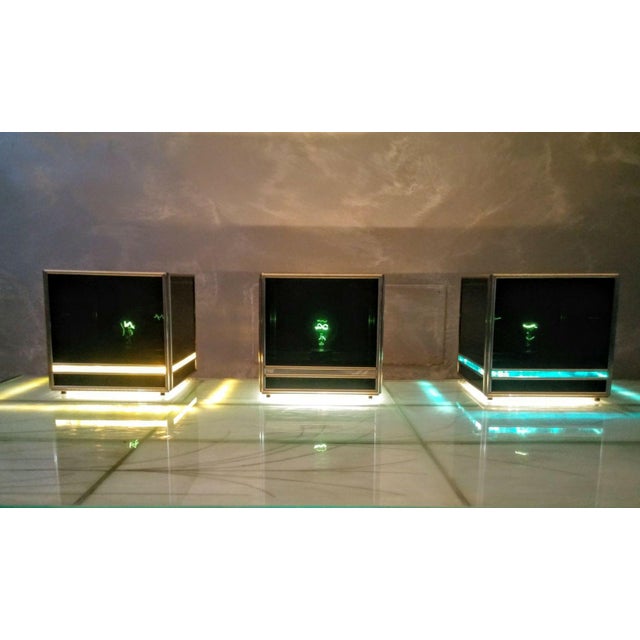 Mid-Century Modern Set Three Cubes Glass and Brass, Italy, 1970s For Sale - Image 4 of 10