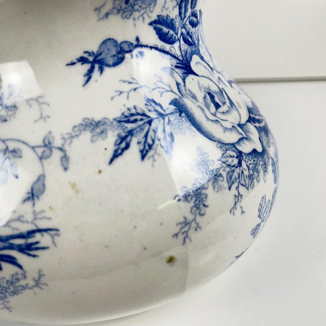 Antique Wash Jug in Blue with Floral Pattern from KG Lunéville, 1890s For Sale - Image 10 of 12