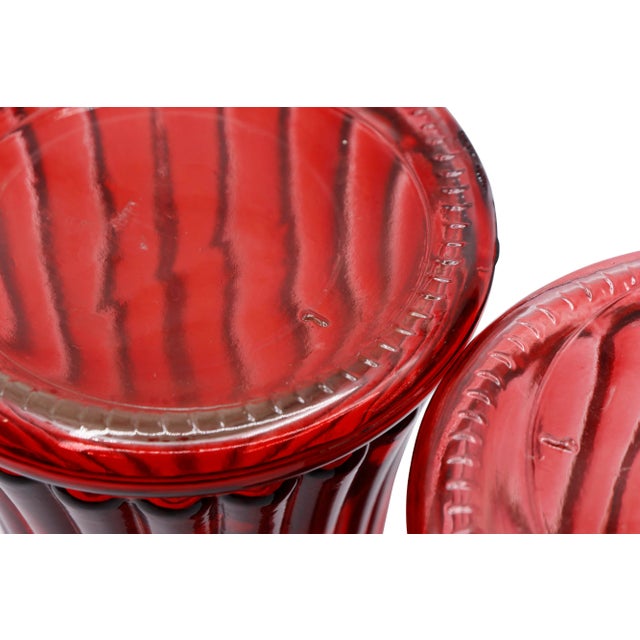 Late 20th Century Ruby Red Glass Vases - a Pair For Sale - Image 5 of 6