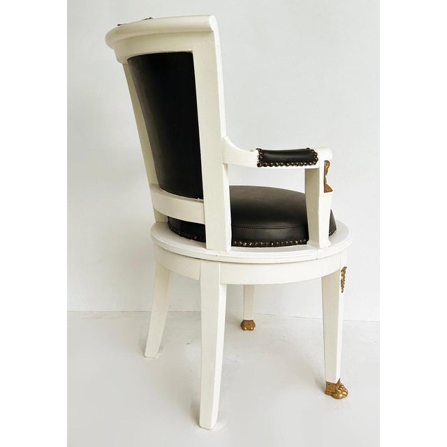 1850s French Empire Armchairs, Fine Gilt Bronze Mounts, Painted and Upholstered For Sale - Image 11 of 17