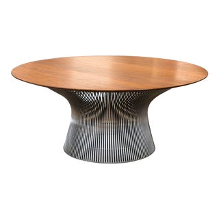 Warren Platner for Knoll Wood and Steel Wire Mid Century Modern Coffee Table For Sale