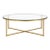 Vintage Sunlit Brass & Glass Round Coffee Table — Minimalist Geometric Frame For Sale