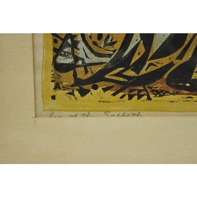Vintage Irving Amen "Eve of the Sabbath" Woodblock Print Judaica Art, Signed For Sale In Philadelphia - Image 6 of 11