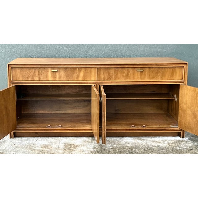Sienna Vintage Campaign Credenza With Brass Accents For Sale - Image 8 of 12