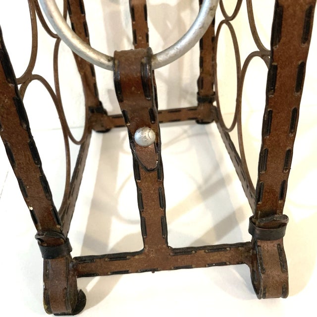 Coffee Mid-Century Modern Wine Rack French Wrought Iron 6 Bottle Capacity 1950s-1970s For Sale - Image 8 of 10