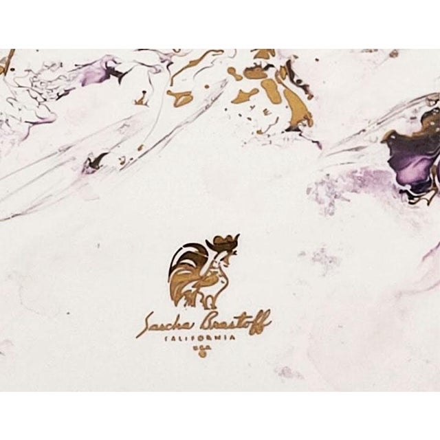 Sascha Brastoff Mid Century Sascha Brastoff Surf Ballet Dinner Plate - Pink & Gold For Sale - Image 4 of 4