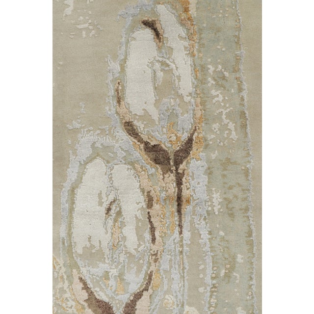 Contemporary Rug & Kilim’s Abstract Runner Rug in Beige-Brown, Gold and Silver-Gray For Sale - Image 3 of 7