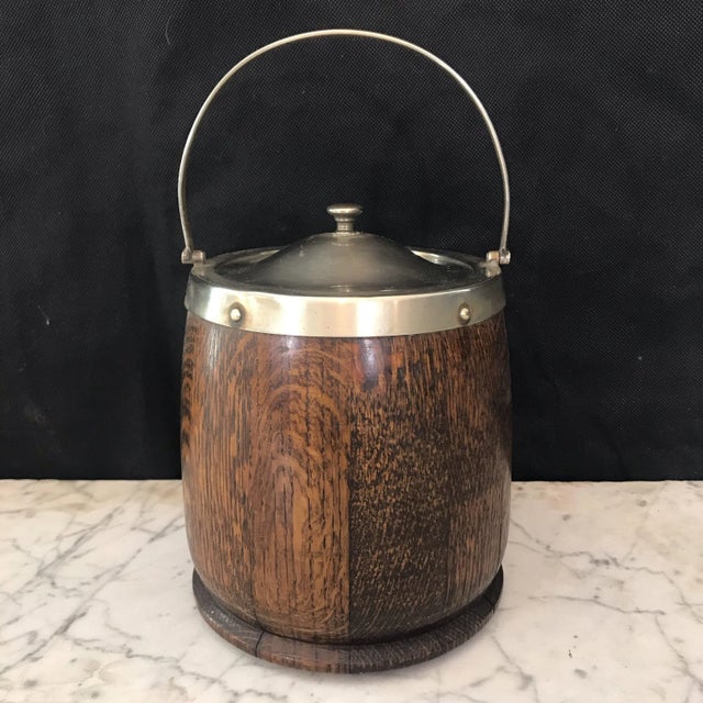 Wood Early 20th Century British Oak Biscuit Barrel For Sale - Image 7 of 10