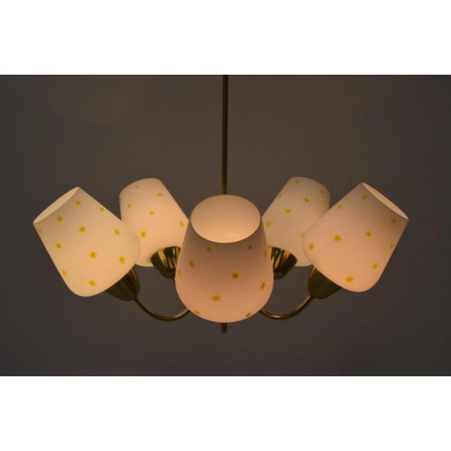 Beige Mid-Century Chandelier, 1960s For Sale - Image 8 of 13