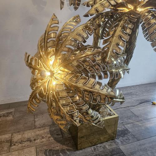 1990s Large Brass Palm Floor Lamp, France, 1990s For Sale - Image 5 of 15
