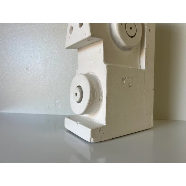 White Modernist Cubist Plaster Male Face Sculpture For Sale - Image 8 of 10