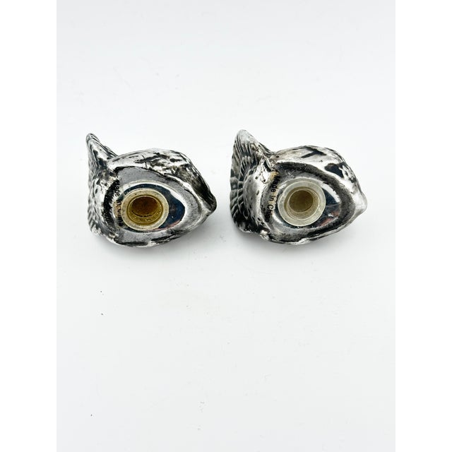 Vintage Ceramic Turkey Salt & Pepper Shakers With Metallic Silver Finish - A Pair For Sale In New Orleans - Image 6 of 7