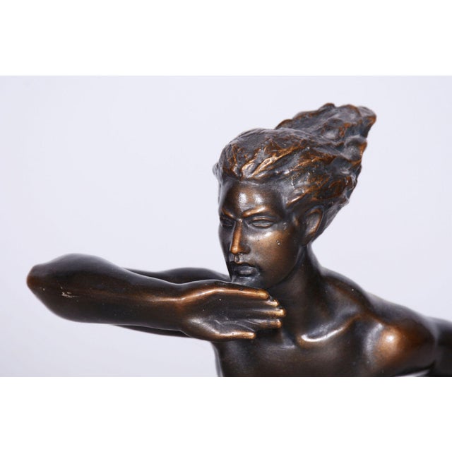Metal Vintage Art Deco Sculpture in Ceramic and Bronze by Jan Lichtág, 1930s For Sale - Image 7 of 12