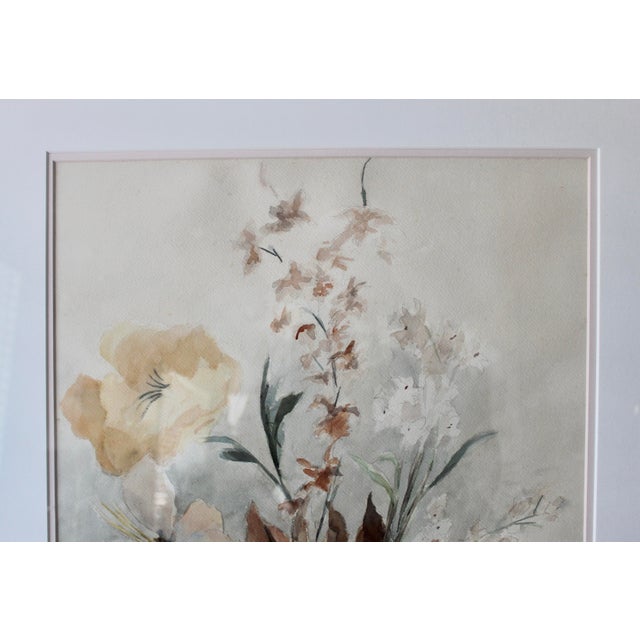 Original Large Julester Signed Watercolor the Brown Chrysanthemum For Sale In Miami - Image 6 of 12