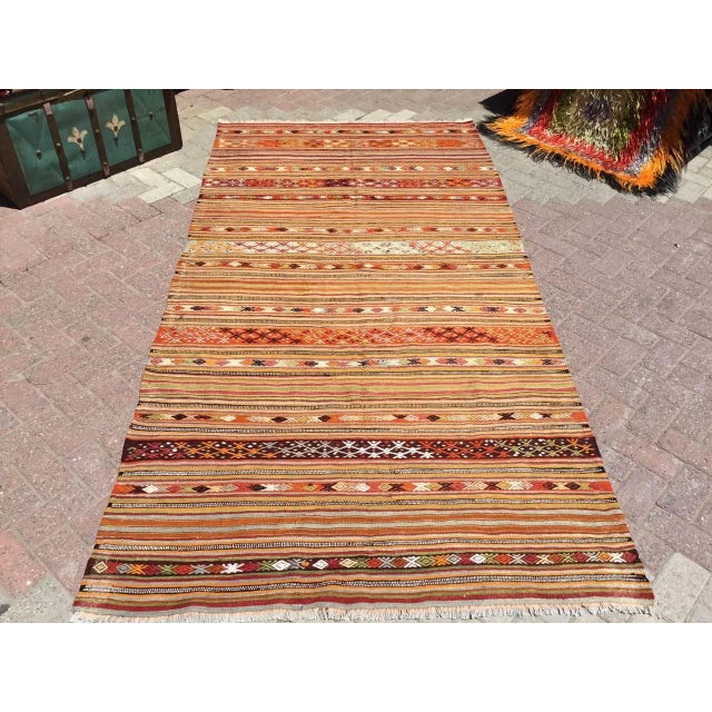 Vintage Striped Turkish Kilim Rug - 55" X 108" For Sale - Image 11 of 11
