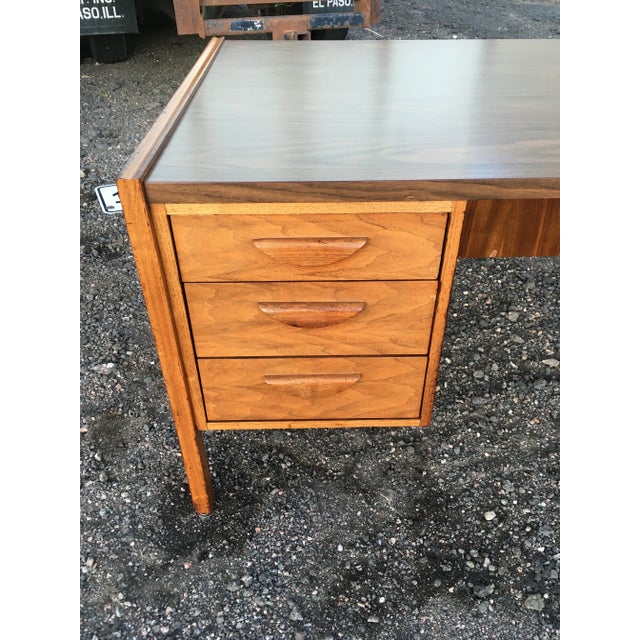 Mid-Century Modern Walnut Executive Desk Manner of Jens Risom For Sale - Image 10 of 13