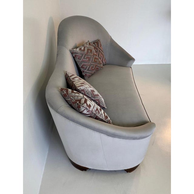 1950s Art Deco Italian Grey Velvet and Macassar Sofa, 1950s For Sale - Image 5 of 11