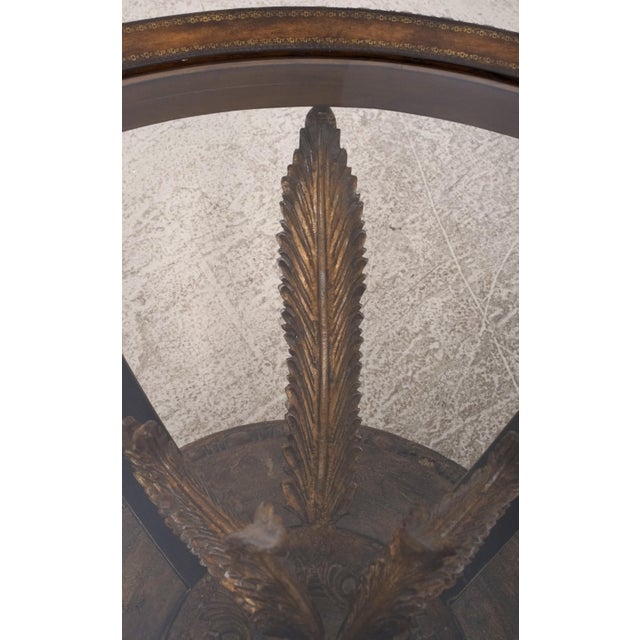 Gold Round Decorative Glass Top Coffee Table W. Ornate Base For Sale - Image 8 of 12