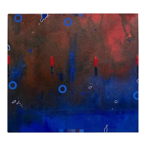 Modernist American Abstract Expressionist Pop Art Painting on Canvas James Yohe, 1980