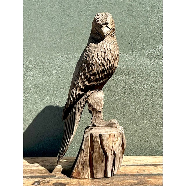 Vintage Hand Carved Eagle Statue For Sale In West Palm - Image 6 of 12