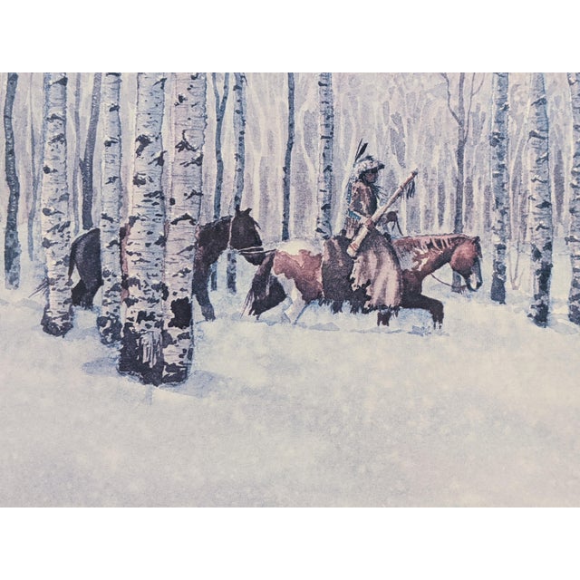 Late 20th Century Signed Limited Edition Native American Winter Landscape Panorama by Mark Silversmith, Framed & Matted For Sale - Image 16 of 17