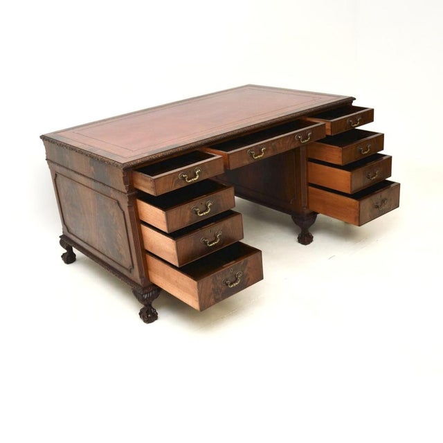 A very impressive and extremely well made antique Chippendale style pedestal desk. This is in the famous Chippendale...